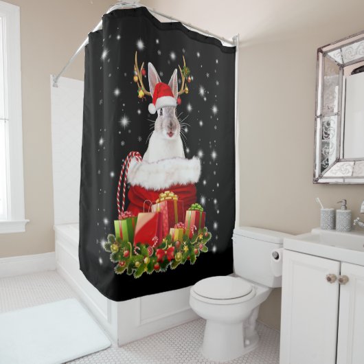 バニー愛好家のためのメリークリスマスバニーのギフト シャワーカーテン (インサイチュ)