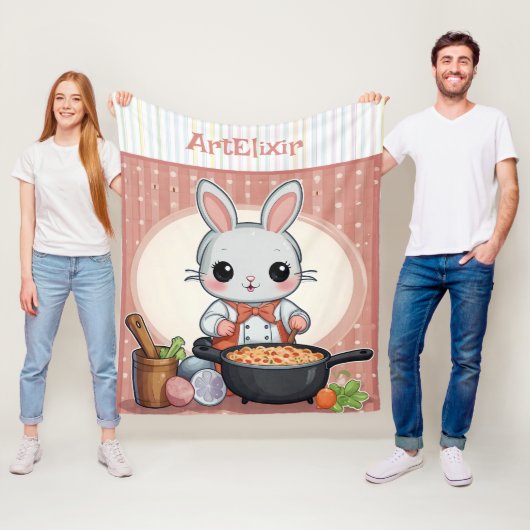 バニー料理プリント フリースブランケット (インサイチュ)
