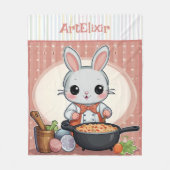 バニー料理プリント フリースブランケット (正面)