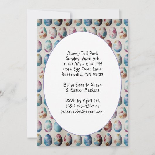 バニー格言インバスケットイースターエッグ狩り 招待状 (裏面)