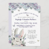 バニー水彩フローラ紫ベビーシャワーbyメール 招待状 (正面/裏面)