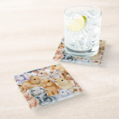 バニー水彩動物背景 ガラスコースター (アングル)