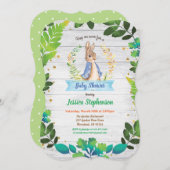 バニー男の赤ちゃんのシャワー招待状。春イースター 招待状 (正面/裏面)