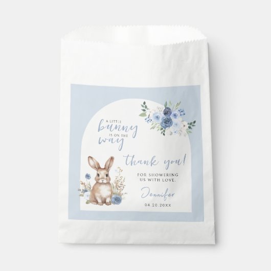 バニー男の赤ちゃんシャワ感謝していーユーお菓子のバッグ フェイバーバッグ (正面)