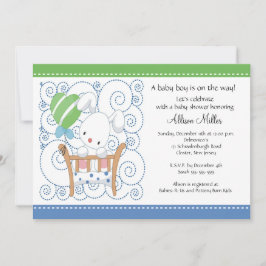 バニー男の赤ちゃんベビーシャワー 招待状
