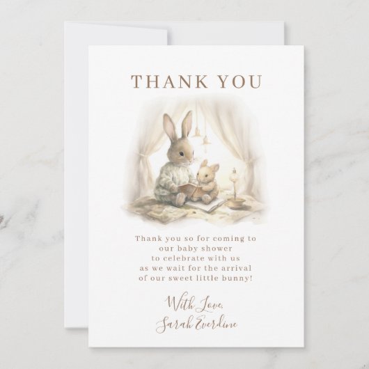 バニー男女兼用ベイビーシャワー サンキューカード (正面)