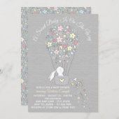 バニー男女兼用ベビーシャワー招待状 招待状 (正面/裏面)