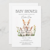 バニー男女兼用ベビーシャワー招待状 招待状 (正面/裏面)
