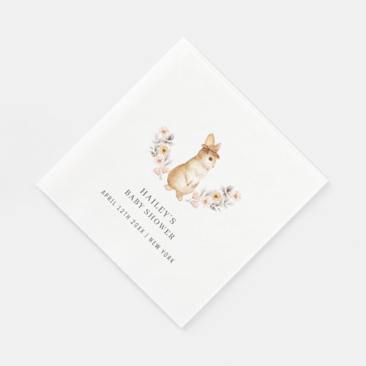 バニー男女兼用ワイルドフラワー赤ちゃんシャワー スタンダードランチョンナプキン (角)