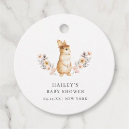 バニー男女兼用ワイルドフラワー赤ちゃんシャワー フェイバータグ