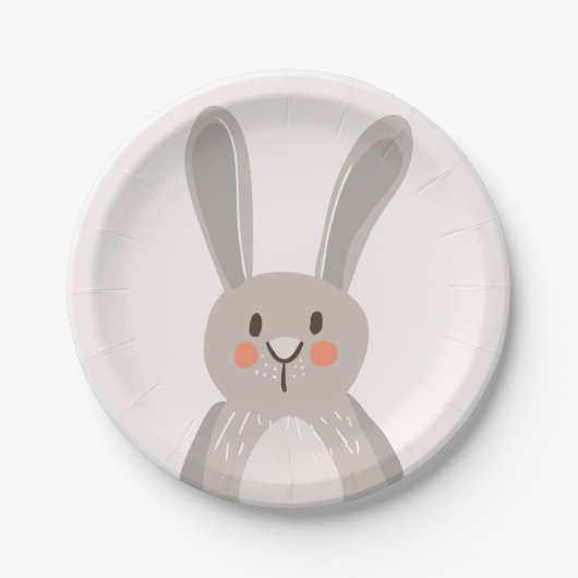 バニー紙プレートベビーシャワーウッドランド動物 ペーパープレート (正面)