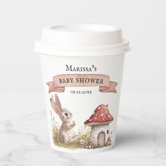 バニー素朴ベイビーシャワー紙カップ 紙コップ (正面)