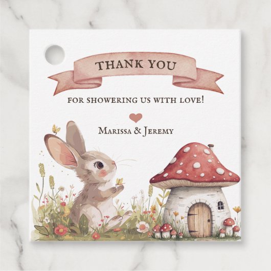 バニー素朴ベビーシャワーメッセージカード フェイバータグ (正面)