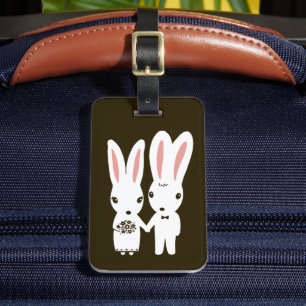 バニー結婚ズのカップル – かわいい花嫁と花婿 ラゲッジタグ