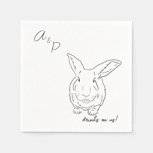バニー結婚ズカクテルナプキンス スタンダードカクテルナプキン (正面)