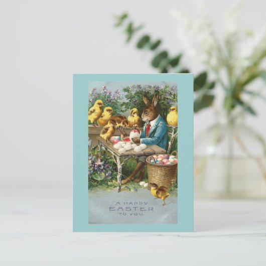 バニー絵画のイースターエッグヴィンテージ シーズンポストカード (スタンド正面)
