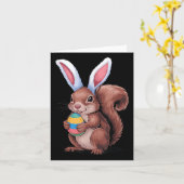 バニー耳とリスおもしろいリス復活祭の子供たちギ カード (黄色い花)