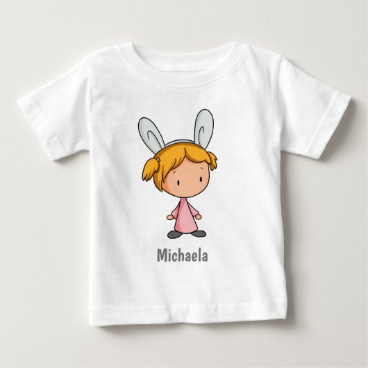 バニー耳のイースターと可愛い幼児 ベビーTシャツ (正面)