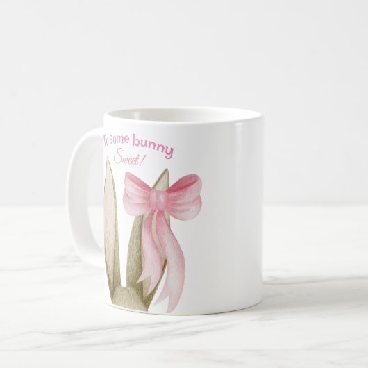 バニー耳のイースターと数種類のバニー甘い可愛いピンク コーヒーマグカップ (正面左)