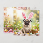 バニー耳のイースターパグ シーズンカード (正面/裏面)