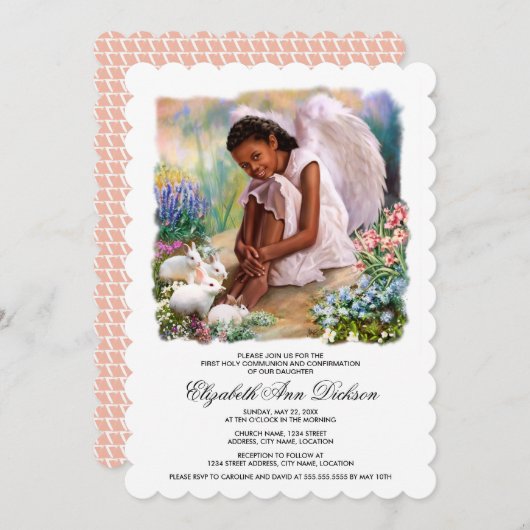 バニー聖餐式の小さな天使 招待状 (正面/裏面)