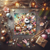 バニー蝶パステルウォーターカラーイースターティー シーズンカード