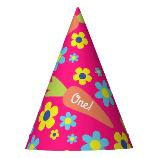 バニー誕生日かわいいキッズラビットパーティー パーティーハット (正面)