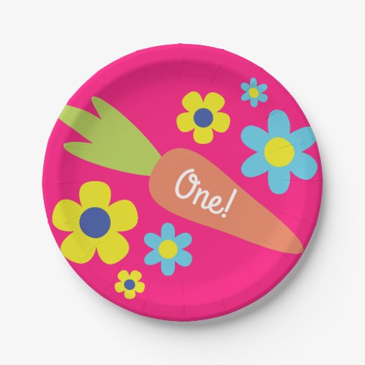 バニー誕生日かわいいキッズラビットパーティー ペーパープレート (正面)