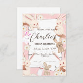 バニー誕生日による子どもの招待 招待状 (正面/裏面)