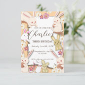 バニー誕生日による子どもの招待 招待状 (スタンド正面)