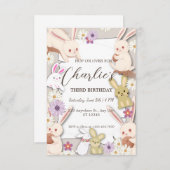 バニー誕生日による子どもの招待 招待状 (正面/裏面)