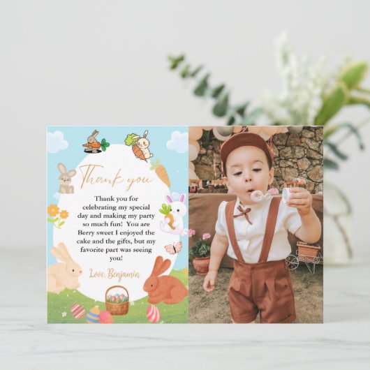 バニー誕生日イースターエッグ狩りサンキューカード 案内状 (スタンド正面)
