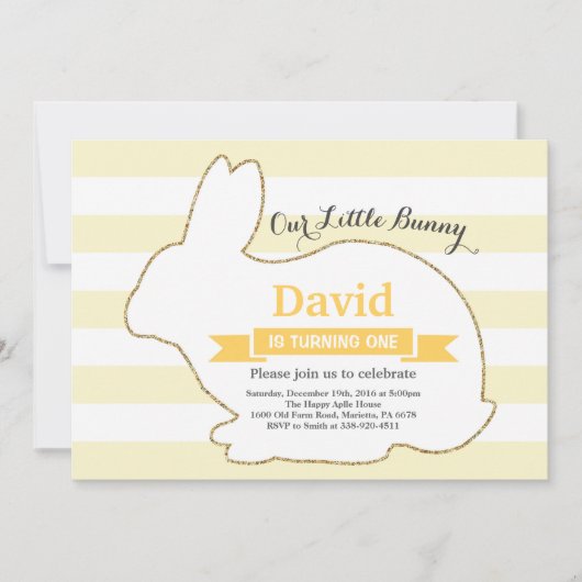 バニー誕生日イースターエッグ第1誕生日 招待状 (正面)