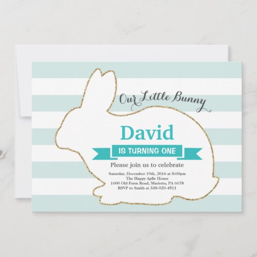 バニー誕生日イースターエッグ第1誕生日 招待状 (正面)