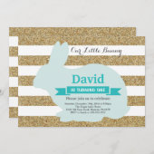 バニー誕生日イースターエッグ1st第1誕生日 招待状 (正面/裏面)