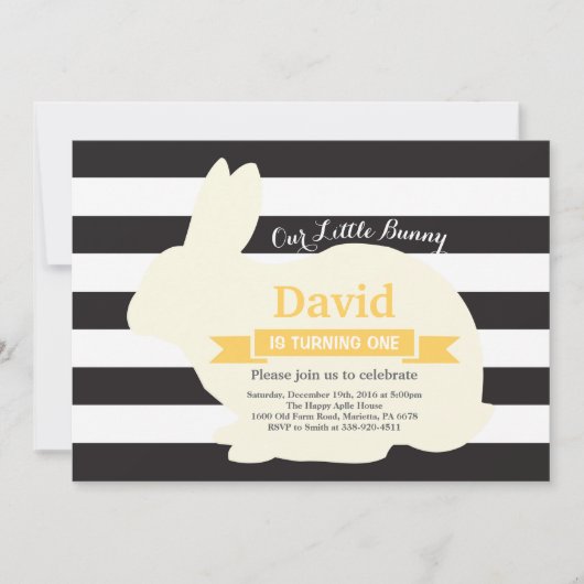 バニー誕生日イースターエッグ1st第1誕生日 招待状 (正面)