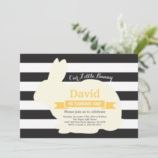 バニー誕生日イースターエッグ1st第1誕生日 招待状 (スタンド正面)