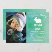 バニー誕生日イースターエッグ1st第1誕生日 招待状 (正面/裏面)