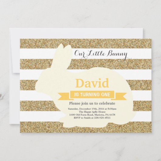 バニー誕生日イースターエッグ1st第1誕生日 招待状 (正面)