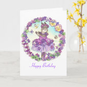 バニー誕生日カード カード (黄色い花)