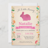 バニー誕生日ガールイースターエッグ第1誕生日 招待状 (正面)