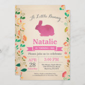 バニー誕生日ガールイースターエッグ第1誕生日 招待状 (正面/裏面)