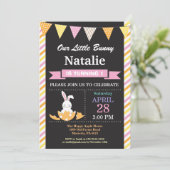 バニー誕生日ガールイースターエッグ誕生日 招待状 (スタンド正面)