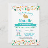 バニー誕生日ガールイースターエッグ1st最初の誕生日 招待状 (正面)