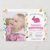 バニー誕生日ガールイースターエッグ1st最初の誕生日 招待状 (正面/裏面)