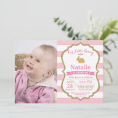 バニー誕生日ガールイースターエッグ1st最初の誕生日 招待状 (スタンド正面)