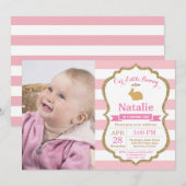 バニー誕生日ガールイースターエッグ1st最初の誕生日 招待状 (正面/裏面)