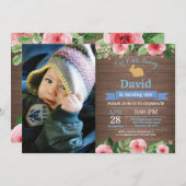 バニー誕生日ガールイースターエッグ1st最初の誕生日 招待状 (正面/裏面)