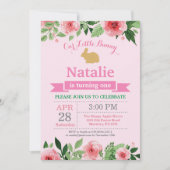 バニー誕生日ガールイースターエッグ1st最初の誕生日 招待状 (正面)