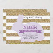 バニー誕生日ガールイースターエッグ1st最初の誕生日 招待状 (正面/裏面)